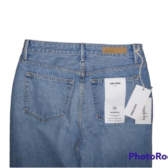 NWT GRLFRND "Karolina" Distressed High Rise Straight Crop Jeans Size 28 - Picture 8 of 9